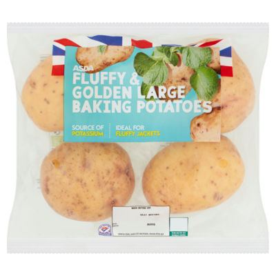 ASDA Fluffy & Golden Large Baking Potatoes 4 Pack