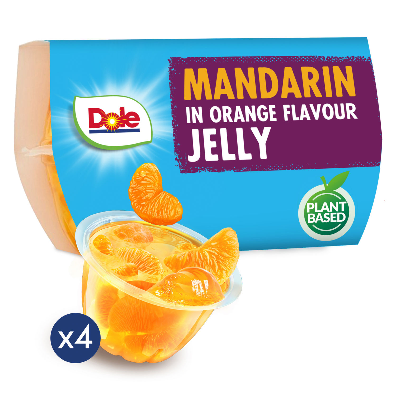 Dole Mandarin in Orange Flavour Jelly Snack Pots 4 x 123g (492g)