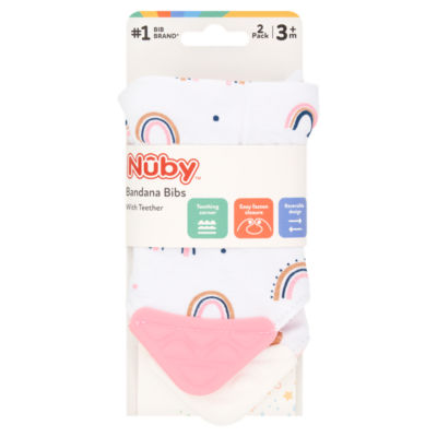 Nuby Bandana Bibs with Teether 3m+ 2 Pack