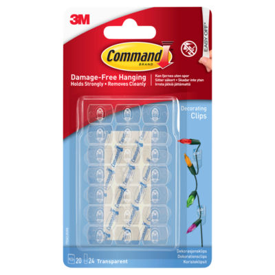 Command Clear Decorating Clips with Clear Strips 17026CLR-ES