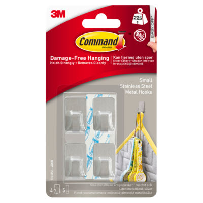 Command Small Stainless Steel Metal Hooks