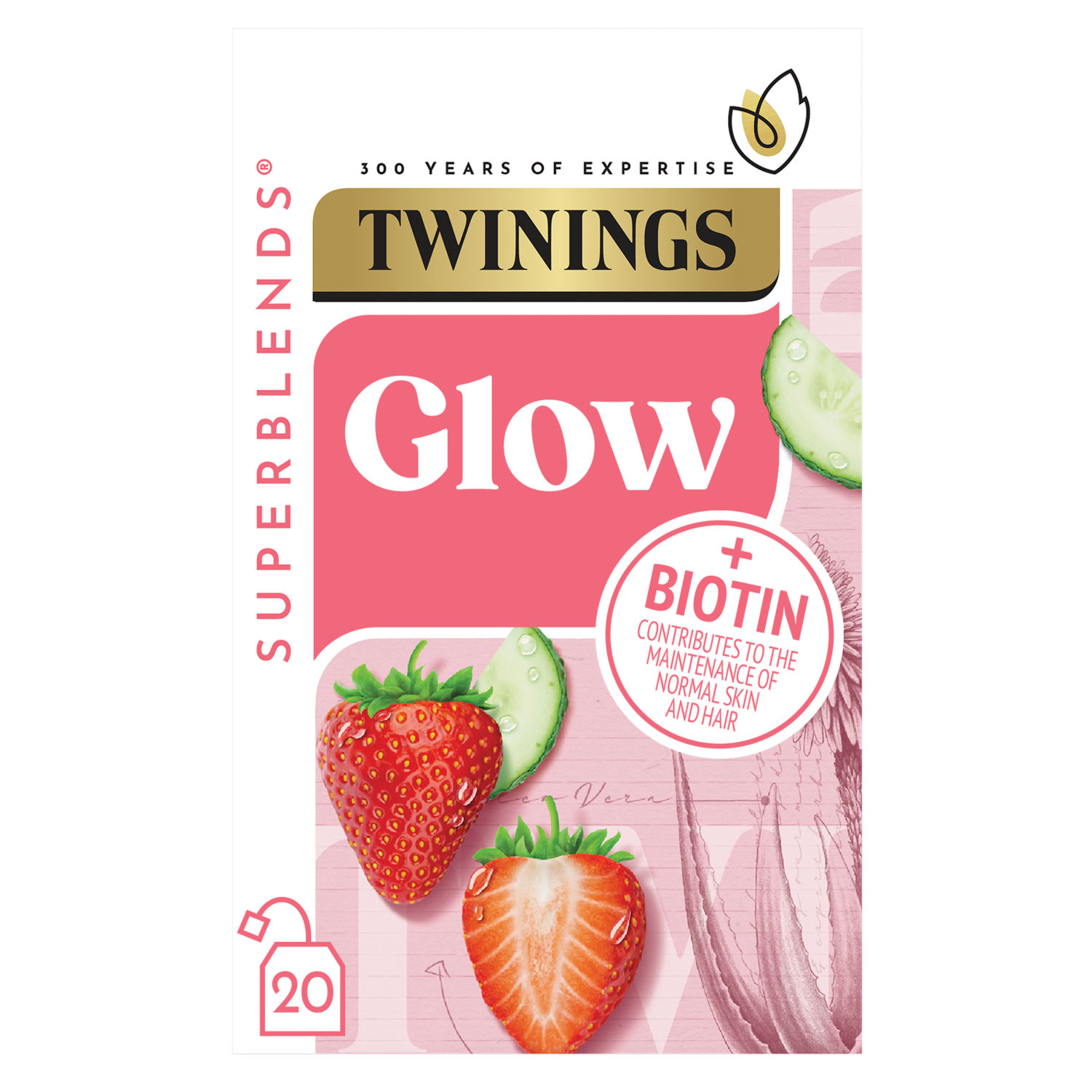 Twinings Superblends Glow Strawberry Cucumber Green Tea Bags 40g