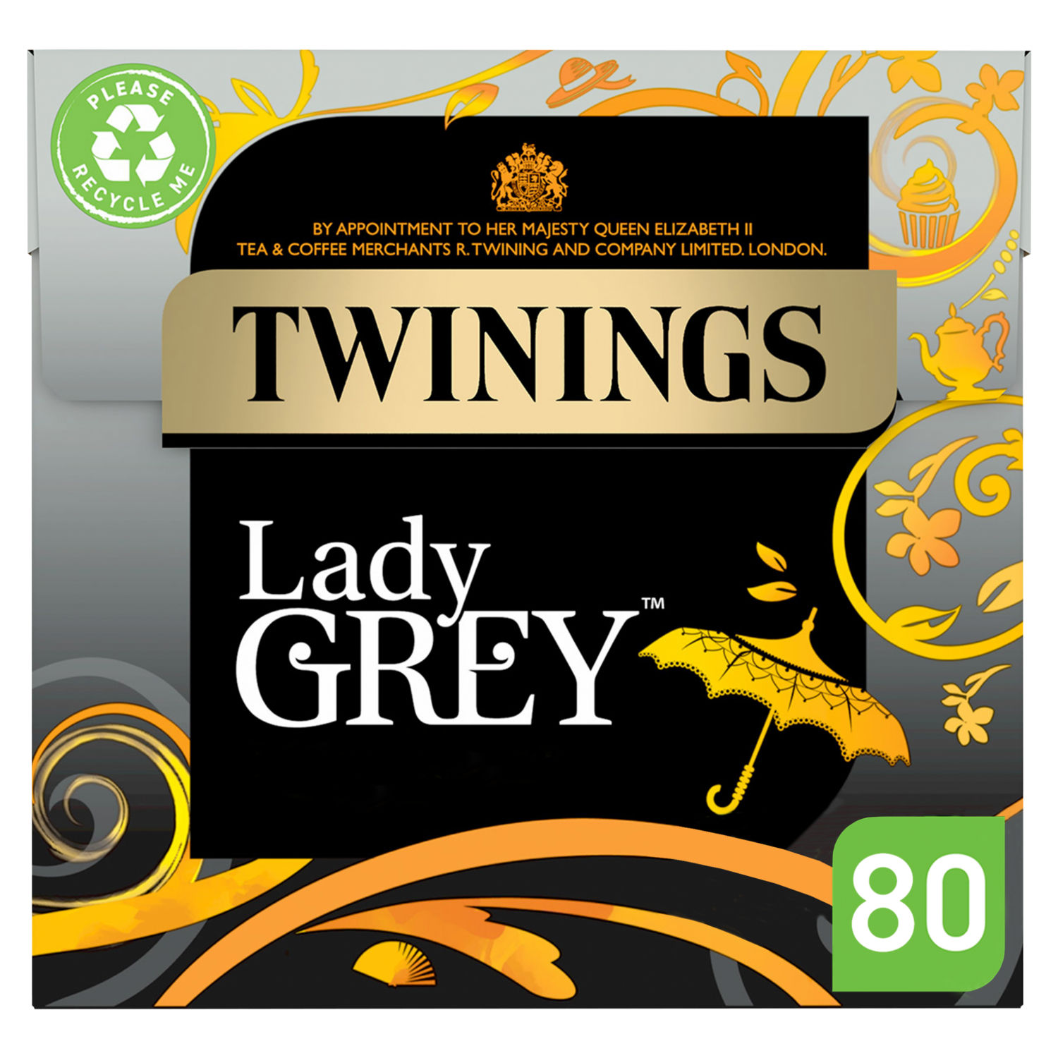 Twinings Lady Grey Black Tea with Orange Lemon Peel Tea Bags 80 Count 200g