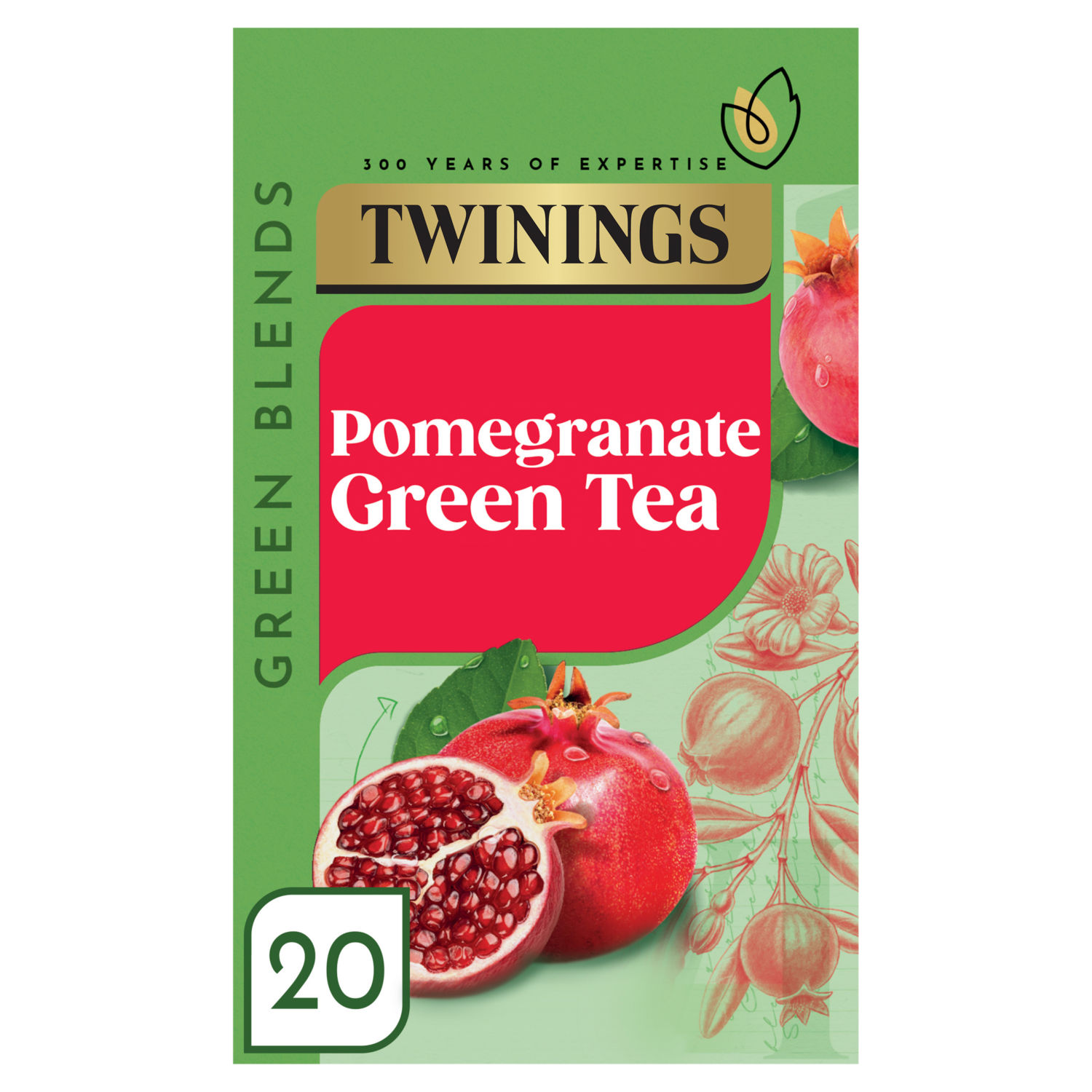 Twinings Pomegranate Green Tea 20 Tea Bags 40g