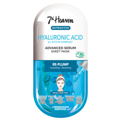 7th Heaven Nutriactive Hyaluronic Acid 5% Active Complex* Advanced Serum Re-Plump Sheet Mask