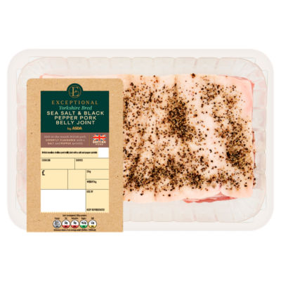 Exceptional by ASDA Exceptional by  Yorkshire Bred Sea Salt & Black Pepper Pork Belly Joint (Typically 0.8kg)