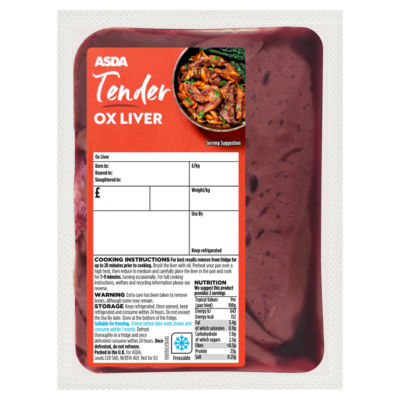 ASDA Tender Ox Liver (Typically 0.45kg)