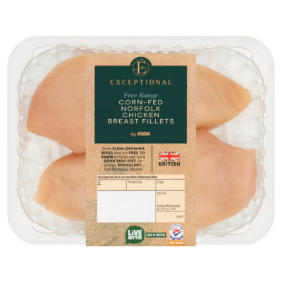 Exceptional by ASDA Exceptional by  Free Range Corn-Fed Norfolk Chicken Breast Fillets