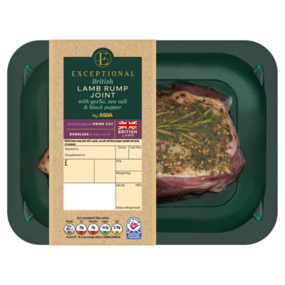 Exceptional by ASDA British Lamb Rump Joint with Garlic, Sea Salt & Black Pepper