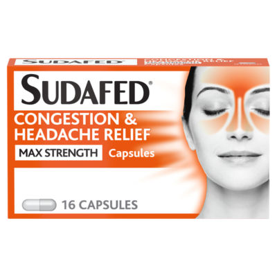 Sudafed Congestion & Headache Relief Max Strength Capsules 16s