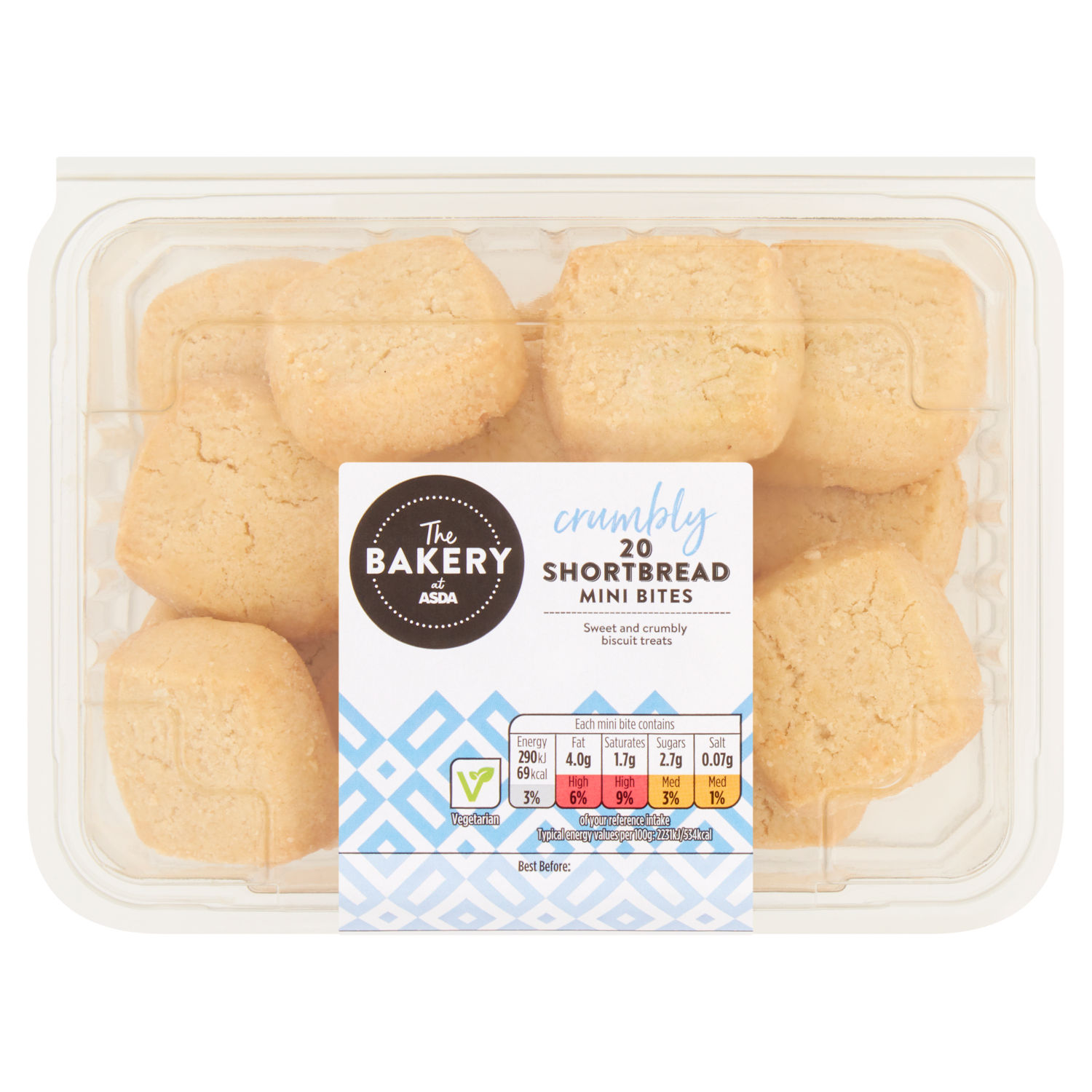 ASDA 20 Crumbly Shortbread Mini Bites Biscuits 220g