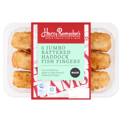 Harry Ramsdens Jumbo Battered Haddock Fish Fingers 350g