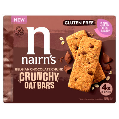 Nairns 8 Belgian Chocolate Chunk Crunchy Oat Bars 160g