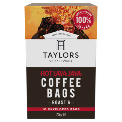 Taylors Of Harrogate 10 Hot Lava Java Enveloped Coffee Bags 75G