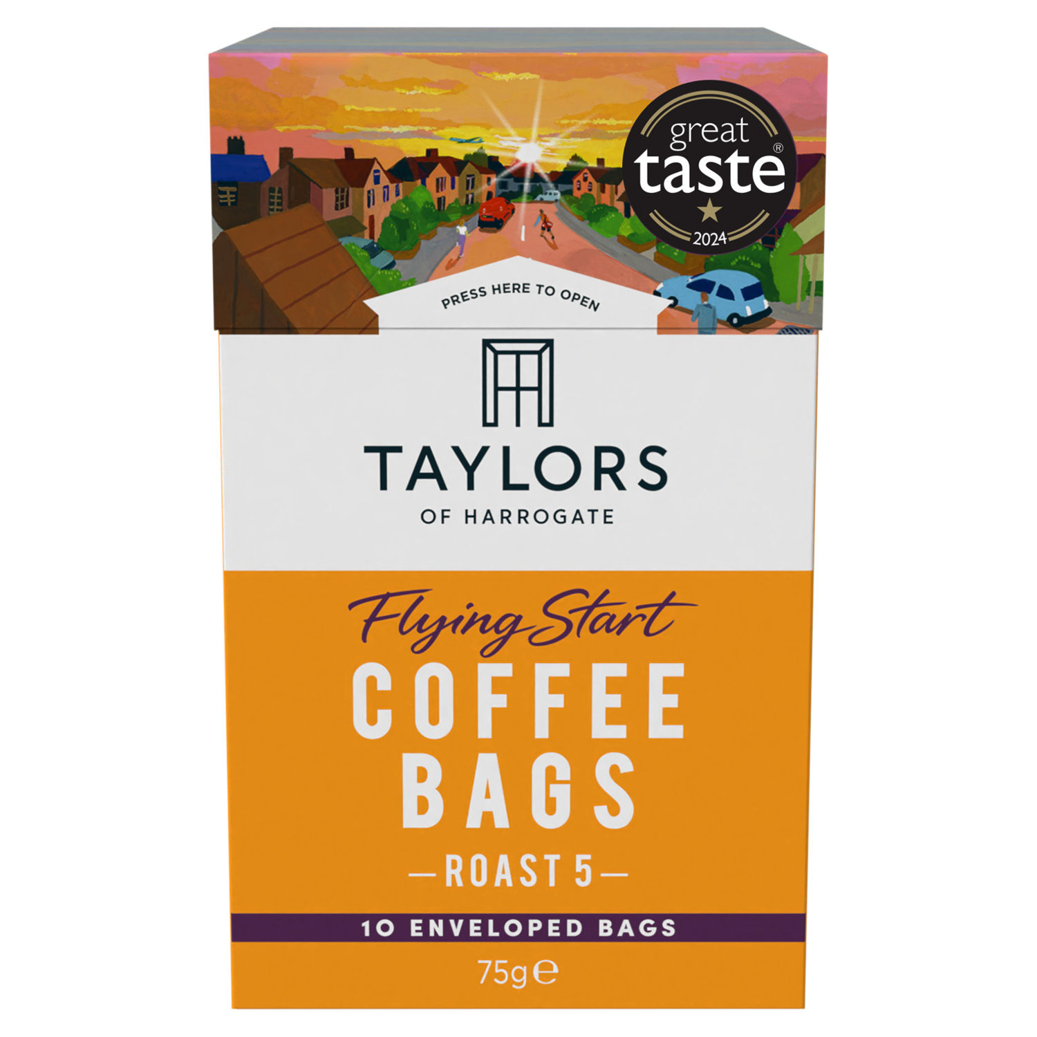 Taylors of Harrogate 10 Flying Start Enveloped Ground Coffee Bags 75g