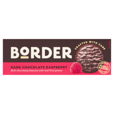 Border dark chocolate raspberry biscuits