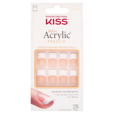 Kiss 28 Salon Acrylic French Medium Nails