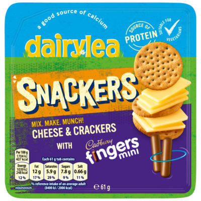 Dairylea Snackers Cheese & Crackers with Cadbury Mini Fingers Cheese Snack 61g