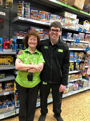 Asda Accrington Home and Leisure colleague Pam and Section Leader Mark
