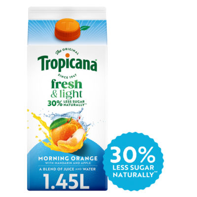 Tropicana Fresh & Light Morning Orange Juice Blend Drink 1.45L