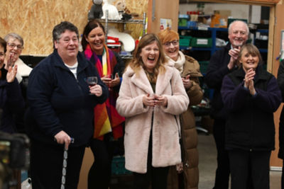 Ami Craig from Asda Bangor spreading Christmas cheer with Bangor Foodbank and Community Support
