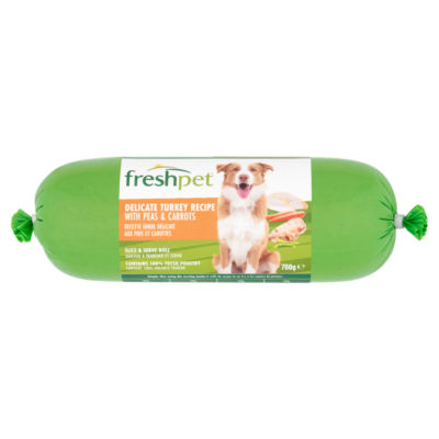 Freshpet dog roll delicate turkey recipe with peas carrots