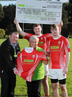 An Asda Foundation grant for £1,000 has paid for new kits for Randalstown Rugby Club Youth under 18s