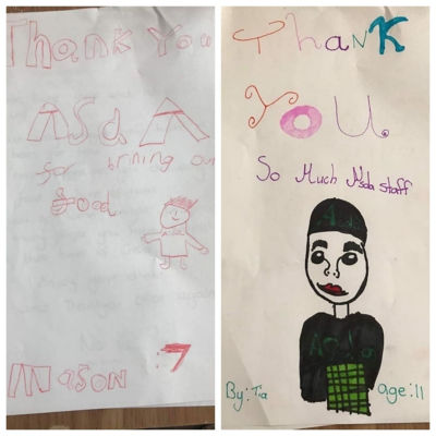 Kids say thanks to delivery drivers with pictures | Asda Leckwith Road