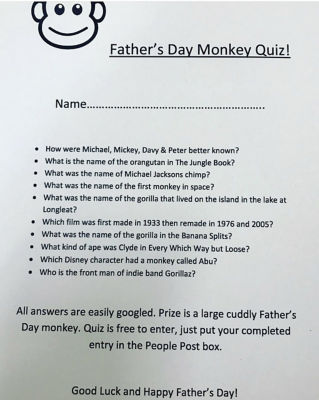 Father's Day Monkey Quiz | Asda Frome