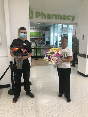 Donating flowers to Marie Curie Hospice.  | Asda Robroyston