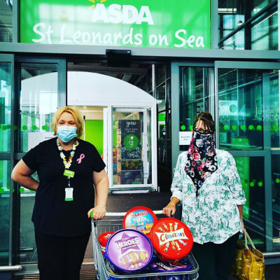 Donating tubs of chocolates to help The Sara Lee Charity | Asda St Leonards on Sea