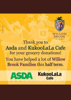 Food donation for Willow Brook Primary School | Asda Leyton Mills