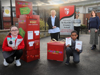 Asda Westwood Christmas cards with St Kevin's Primary School