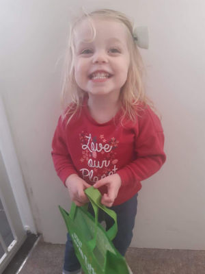 Chloe Williams with her Asda bag