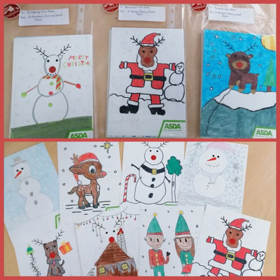 Primary school pupils decorate Christmas cards for local care home residents | Asda Motherwell