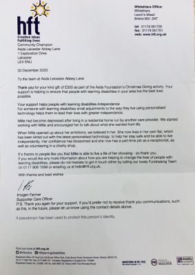 Another Great Thank You Letter!! | Asda Leicester Abbey Lane