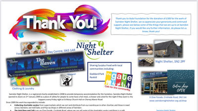 Christmas Giving £300  Thank you from Swindon Night Shelter  | Asda Swindon Haydon