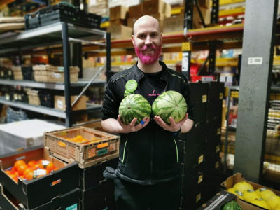 Michael dyes beard pink | Asda Donnington Wood