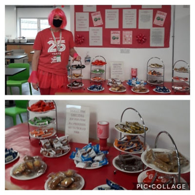 Our  manned  individually wrapped cake stall for tickled pink  | Asda Colne