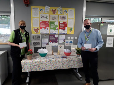 To support mental health week we have put up an advise area and given free poppy and sunflower seeds to every colleague  | Asda Colne