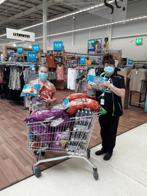 Spina bifida hydrocephalus Scotland receiving crisps sweets and drinks for their up and coming charity skydiving event  | Asda Dundee West