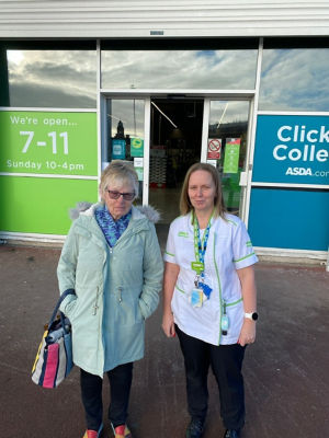 Claire Tywman from Ramsagte with customer Rose Doyle
