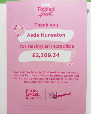 £2,309.34 raised in 2022 for Tickled Pink by Asda Nuneaton | Asda Nuneaton