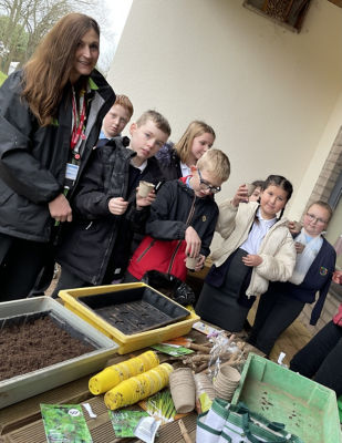 Planting vegetable seeds at Wick Primary School | Asda Longwell Green