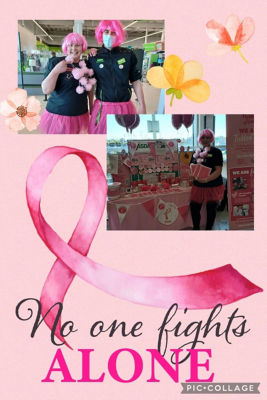 Tickled Pink awareness stand and card game at Asda Dundee West. | Asda Dundee West