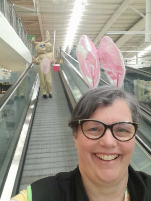 Easter bunny supporting Tickled Pink | Asda Gateshead