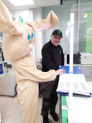 Easter bunny supporting Tickled Pink | Asda Gateshead