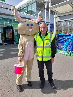 Easter bunny supporting Tickled Pink | Asda Gateshead