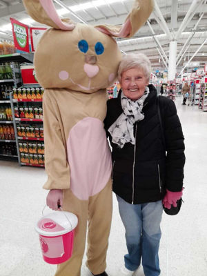 Easter bunny supporting Tickled Pink | Asda Gateshead