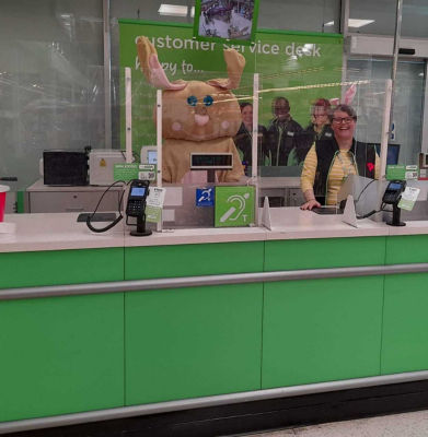 Easter bunny supporting Tickled Pink | Asda Gateshead